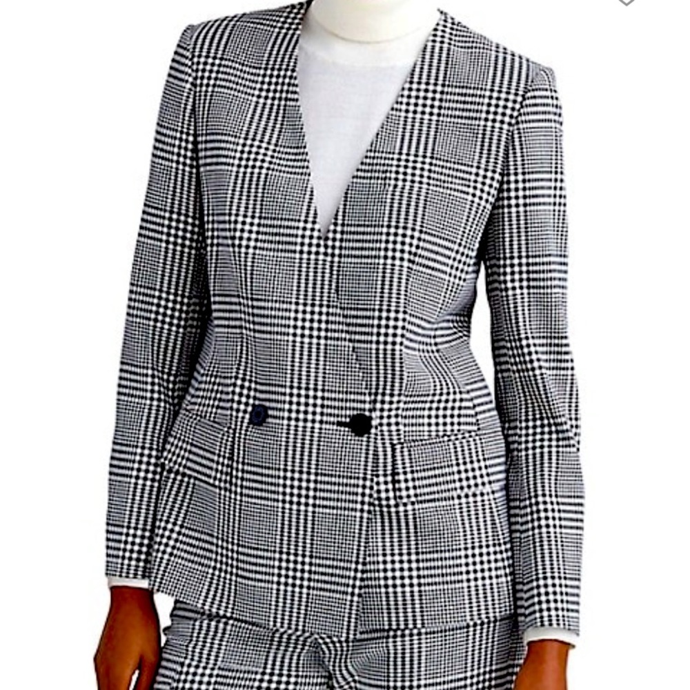 Club Monaco Plaid Double Breasted Blazer